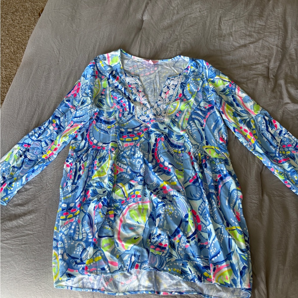 Lilly Pulitzer Blue and Pink Patterned Tunic